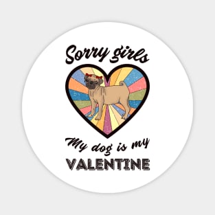 Sorry girls my dog is my Valentine - a retro vintage design Magnet